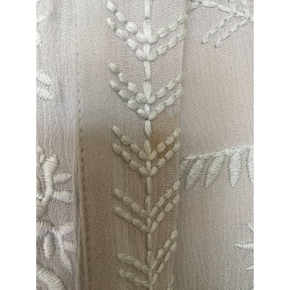 Sundance Embroidered Cardigan M Gray Boho Open Front Lace Trim Festival Party - Picture 10 of 11